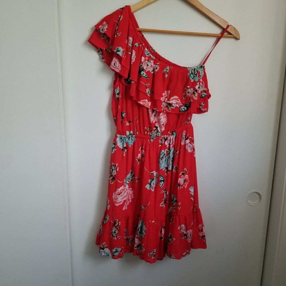 One Shoulder Ruffle Dress floral - Picture 4 of 7